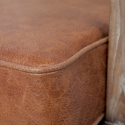 Harman II Cream Fabric and Brown Leather Seat Accent Chair