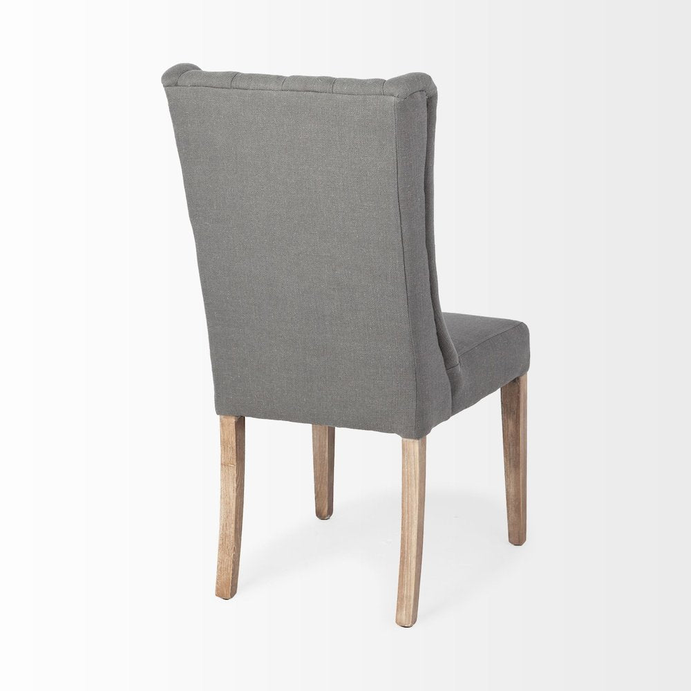 Mackenzie II Gray Plush Linen Covering Ash Solid Wood Base Dining Chair
