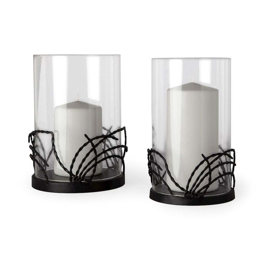 Cutlass I Set of Two Black Metal Base Table Candle Holders