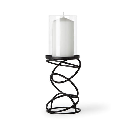 Omega I Small Black Metal Stacked Ring Table Candle Holder