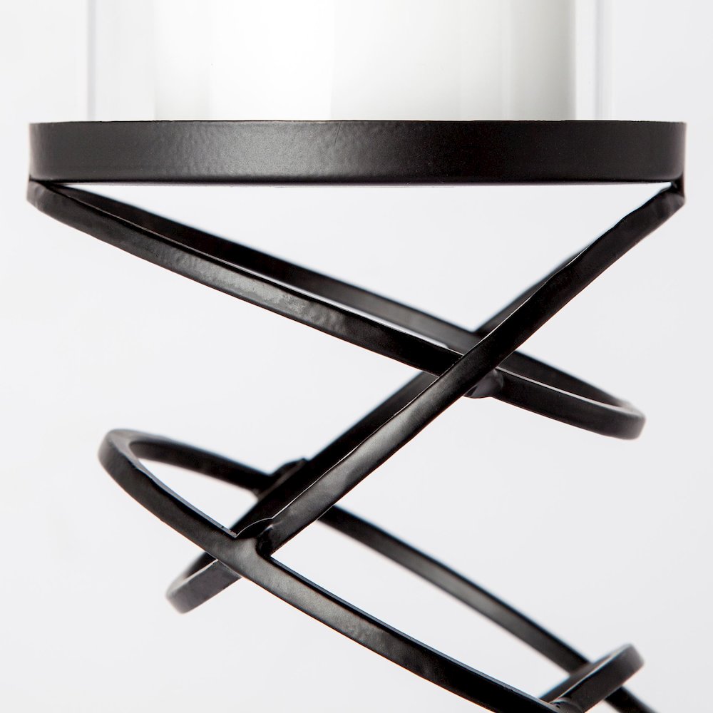 Omega II Medium Black Metal Stacked Ring Table Candle Holder