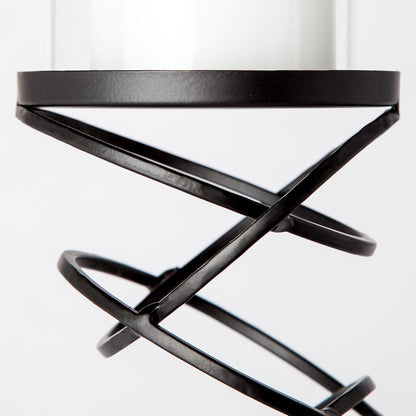 Omega II Medium Black Metal Stacked Ring Table Candle Holder