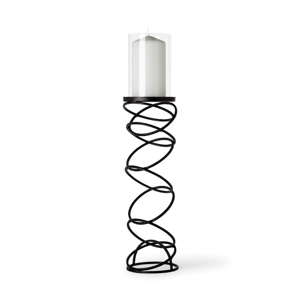 Omega III Large Black Metal Stacked Ring Table Candle Holder