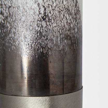 Baltic I Tall White Brushed Silver Metal Bottom Glass Vase