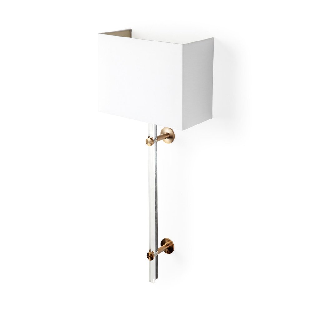 Cantabria 12x30 White Shade Brass/Acrylic Wall Sconce