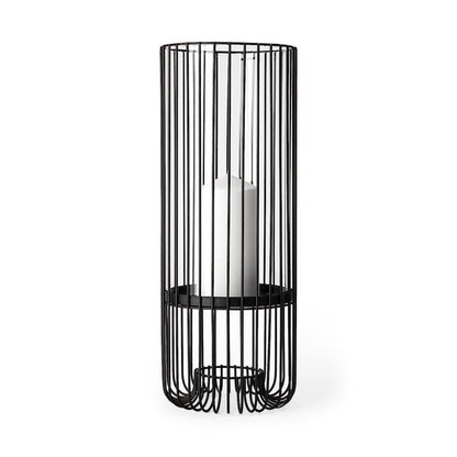 Velo II Large Black Metal Cylindrical Table Candle Holder
