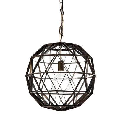 Dyson I 18x18 Black Metal Triangular Orb Pendant Light