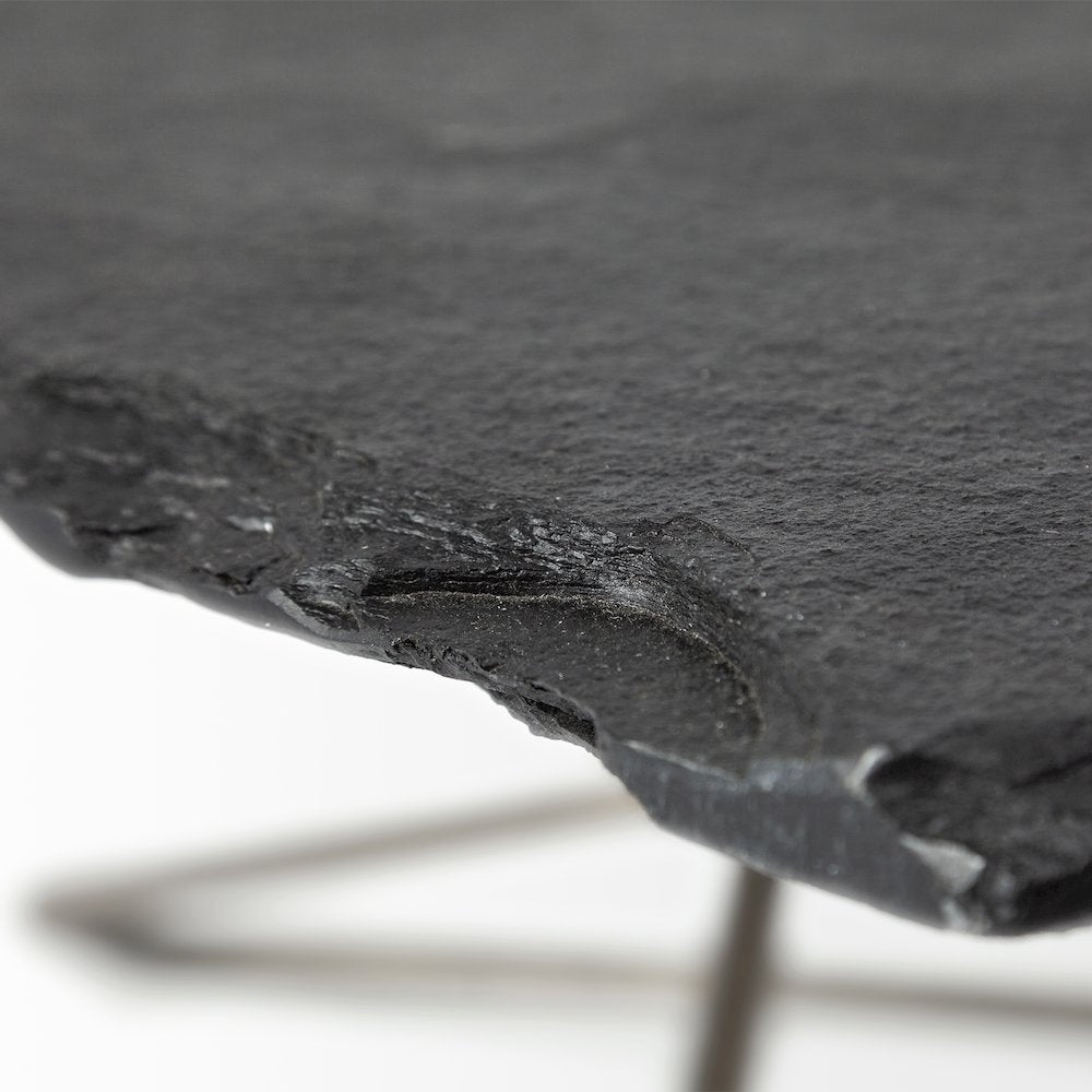 Pinera 37"x33" Black Slate With Iron Base Coffee Table