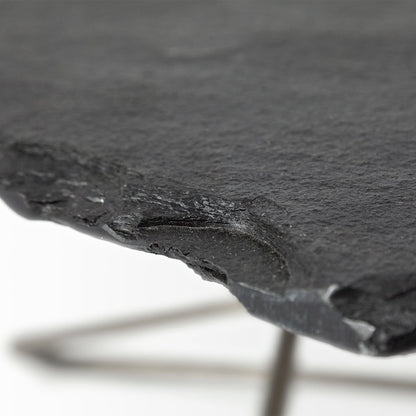 Pinera 37"x33" Black Slate With Iron Base Coffee Table