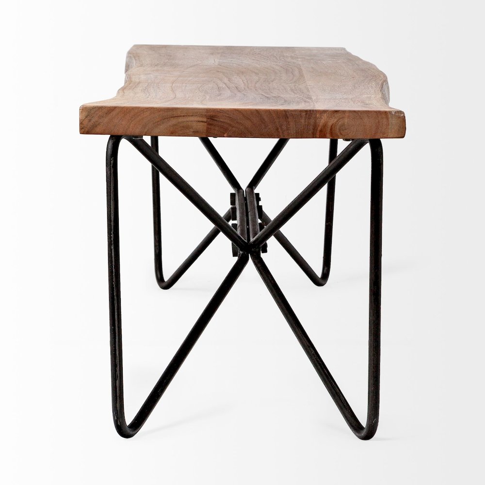 Papillion III 66x18 Natural Solid Wood and Iron Dining Bench