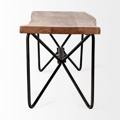 Papillion III 66x18 Natural Solid Wood and Iron Dining Bench