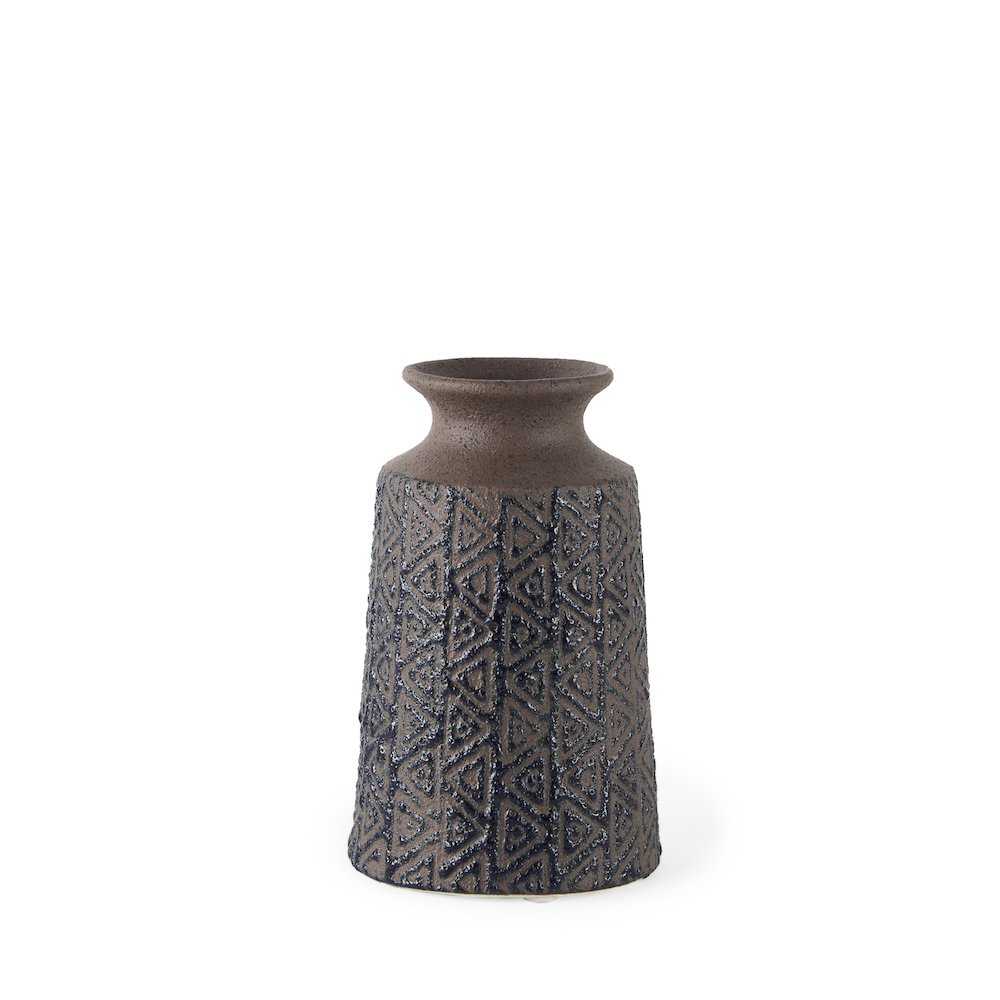 Sefina II Medium Brown/Black Patterned Ceramic Vase