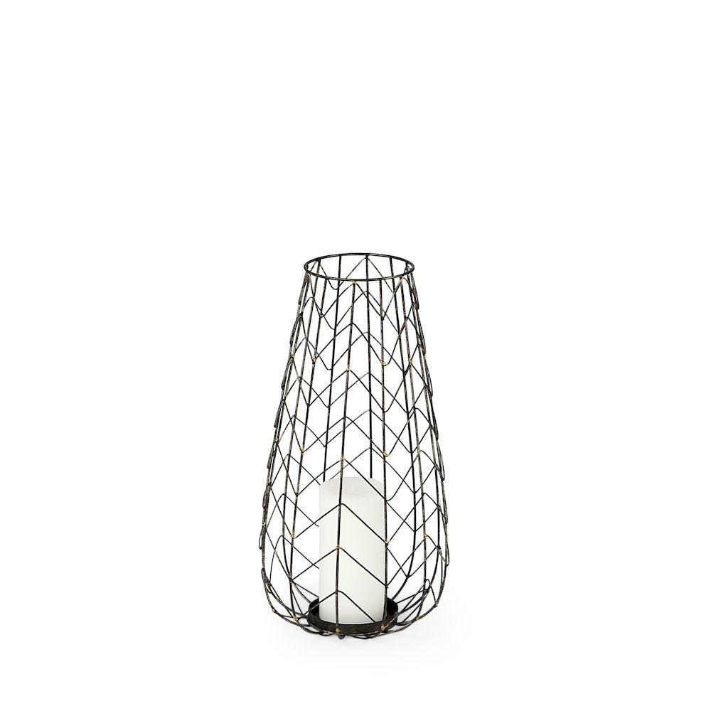 Petiole I Small Gold Toned Metal Table Candle Holder