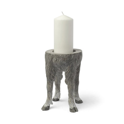 Pan Large Gray Ceramic Hoofed Table Candle Holder