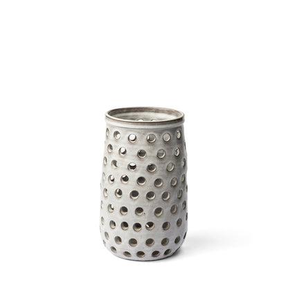 Canasta Small Rustic White Ceramic Cylindrical Vase