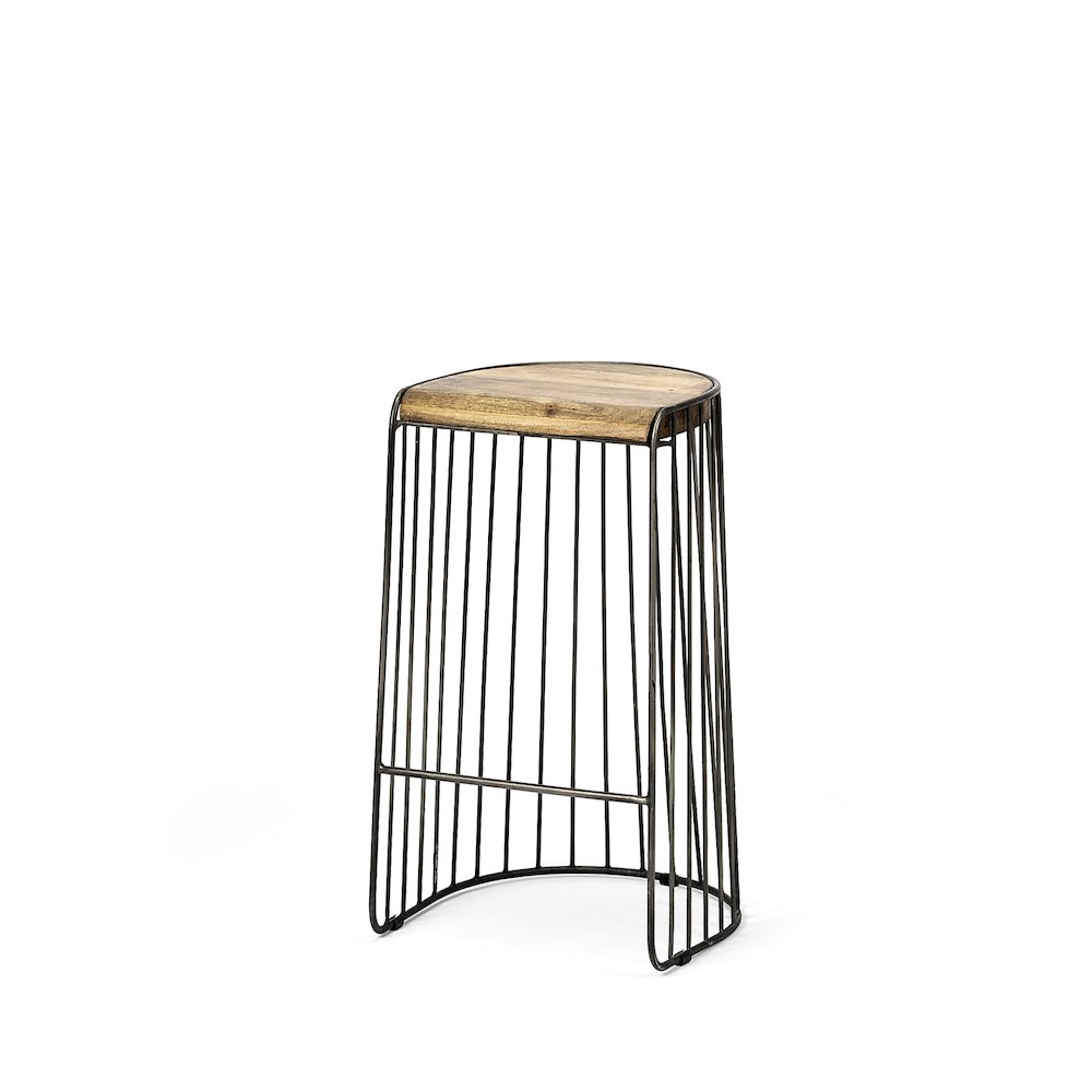 Seagram 30.5" Seat Height Brown Seat Black Metal Frame Stool