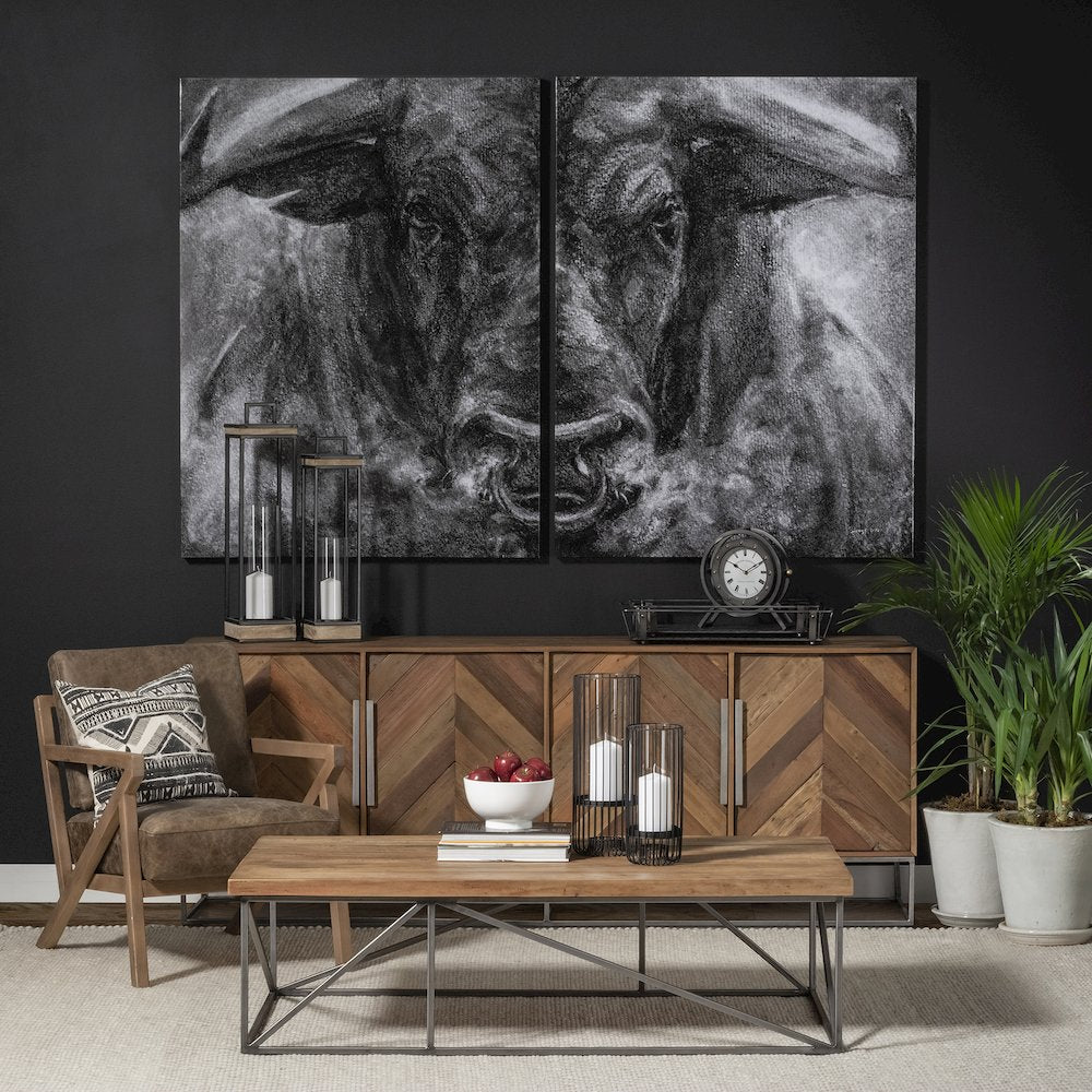 Velo II Large Black Metal Cylindrical Table Candle Holder