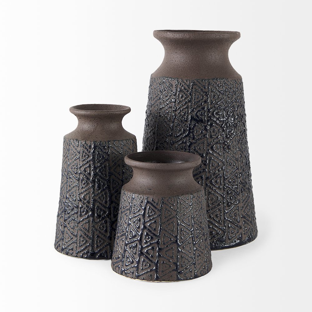 Sefina I Small Brown/Black Patterned Ceramic Vase