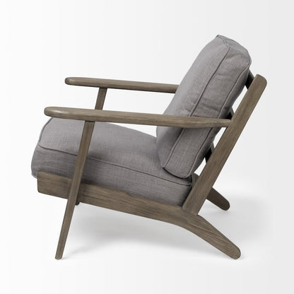 Olympus II Flint Gray Fabric Covered Wooden Frame Accent Chair