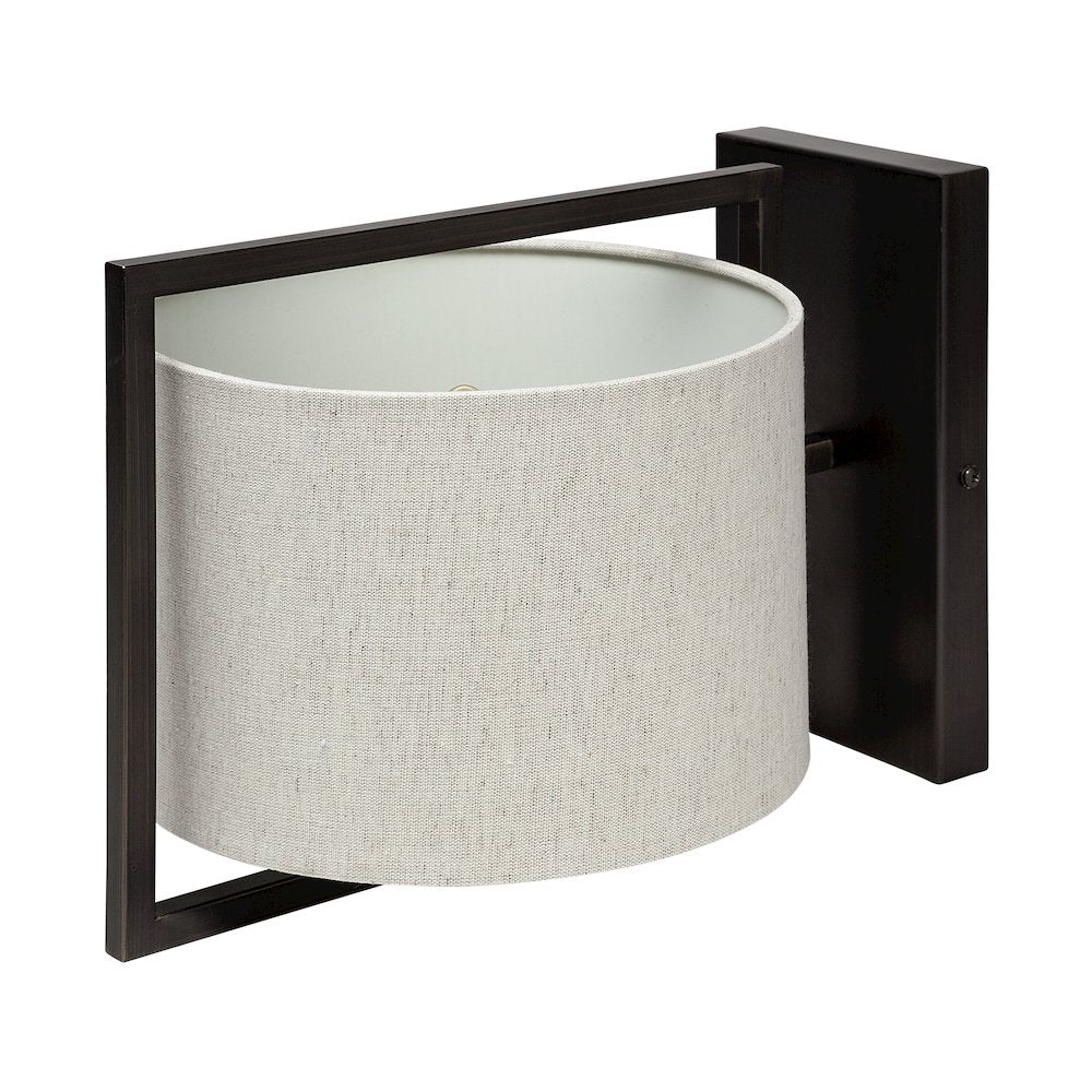 Smithe I 9x13 Black Toned Metal Cream Lampshade Wall Sconce