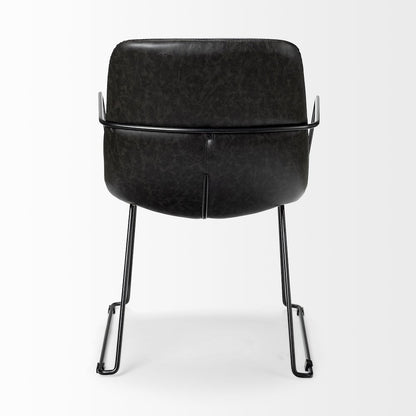 Sawyer II Black Faux-Leather Seat Black Iron Frame Dining Chair