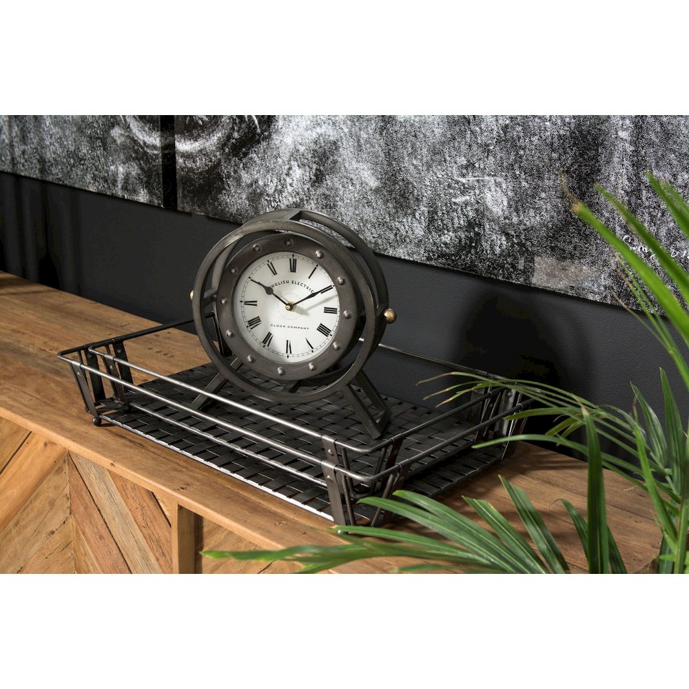 Gaston Gray Metal Circular Table Clock