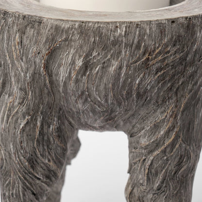 Pan Small Gray Ceramic Hoofed Table Candle Holder