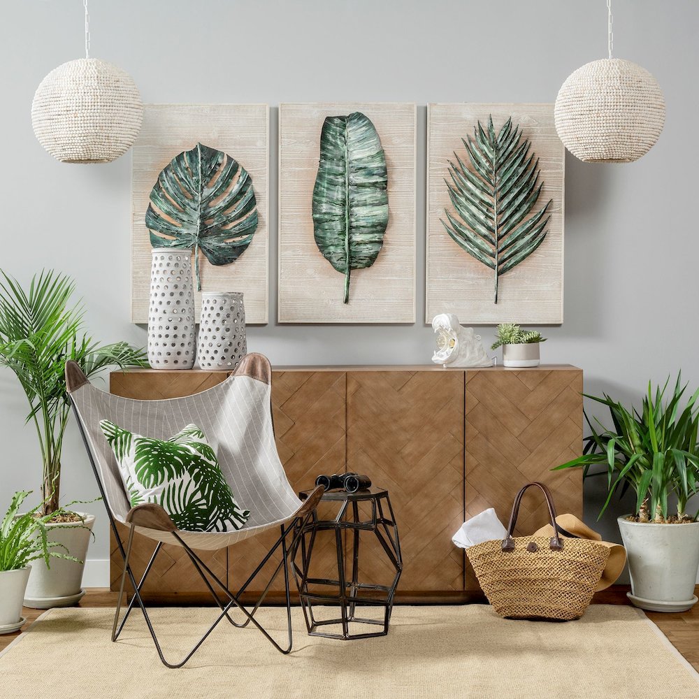 Boyle I 20 x 20 Green Tropical Palm Leaf Decorative Pillow Cover