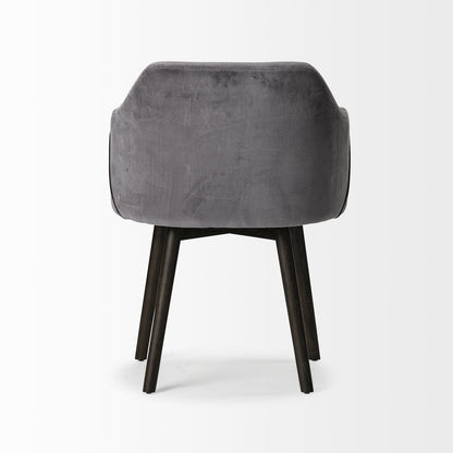 Ronald II Grey Velvet Wrap Black Wooden Base Dining Chair