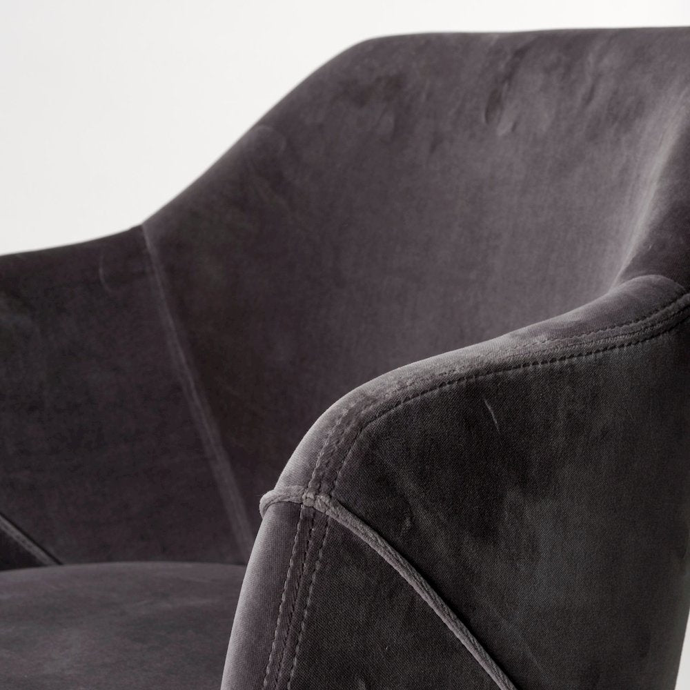 Ronald II Grey Velvet Wrap Black Wooden Base Dining Chair