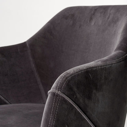 Ronald II Grey Velvet Wrap Black Wooden Base Dining Chair