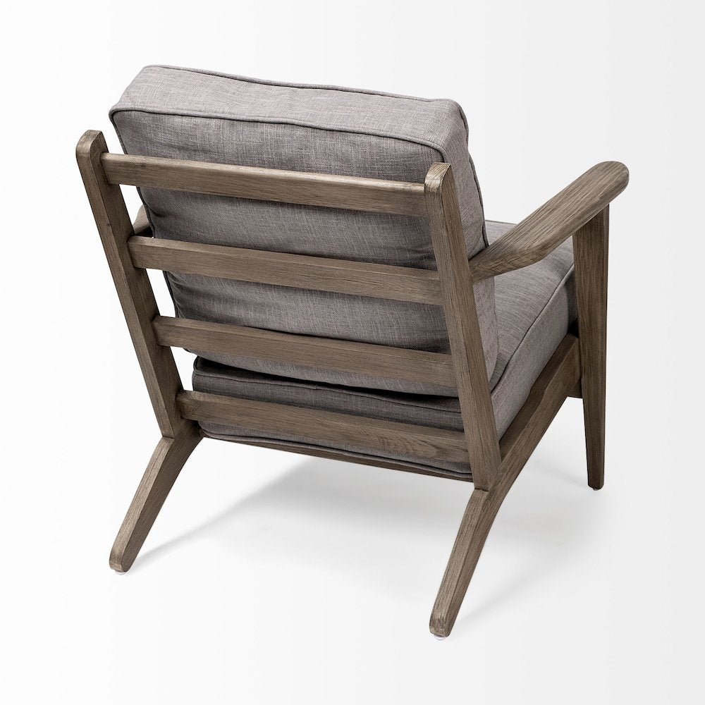 Olympus II Flint Gray Fabric Covered Wooden Frame Accent Chair