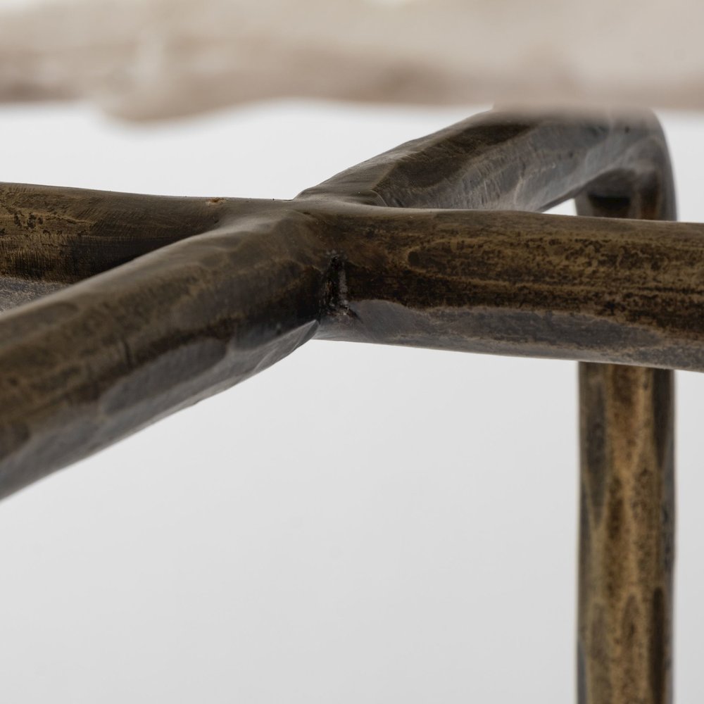 Pinera III 49L x 17W White Marble Top Gold-Toned Iron Base Console Table