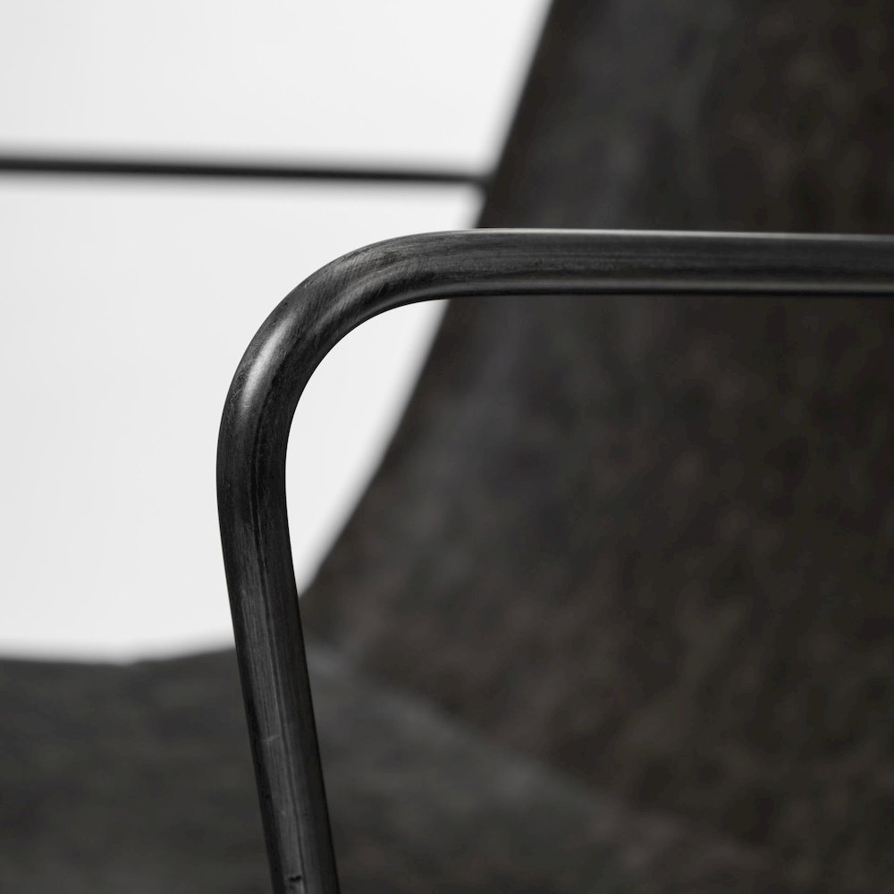 Sawyer II Black Faux-Leather Seat Black Iron Frame Dining Chair