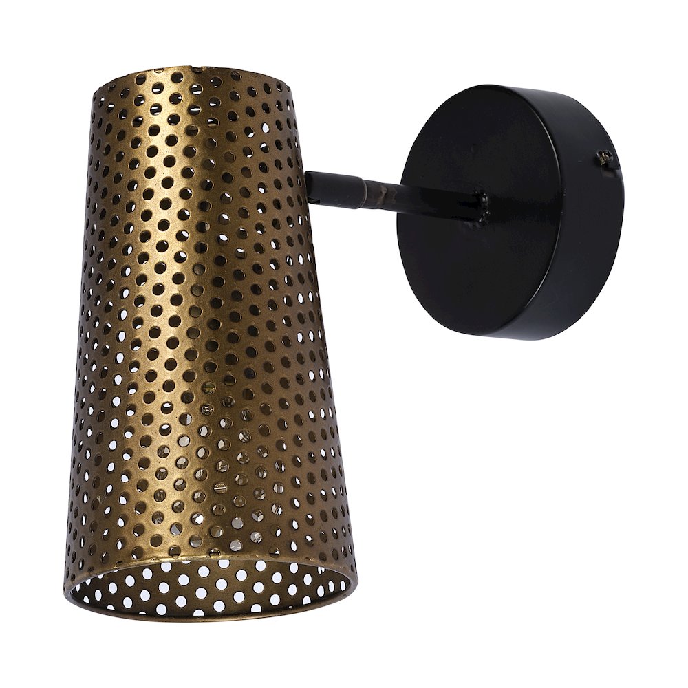 Wesley I 11x10.2 Gold Toned Perforated Metal Cone Wall Sconce