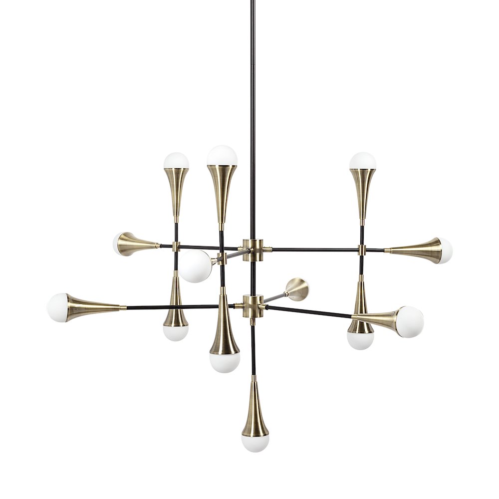 Decarlo II (43" x 41") Black/Gold Metal Multi-Arm Thirteen Light Chandelier