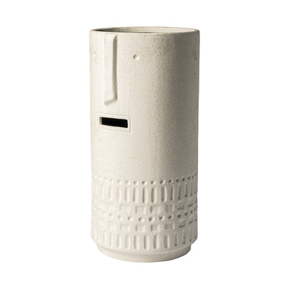 Jacob II Tall White Ceramic Smiling Face Vase