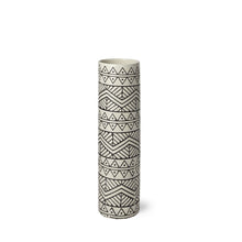 Uhura I Small Cream Black Patterned Cylindrical Vase