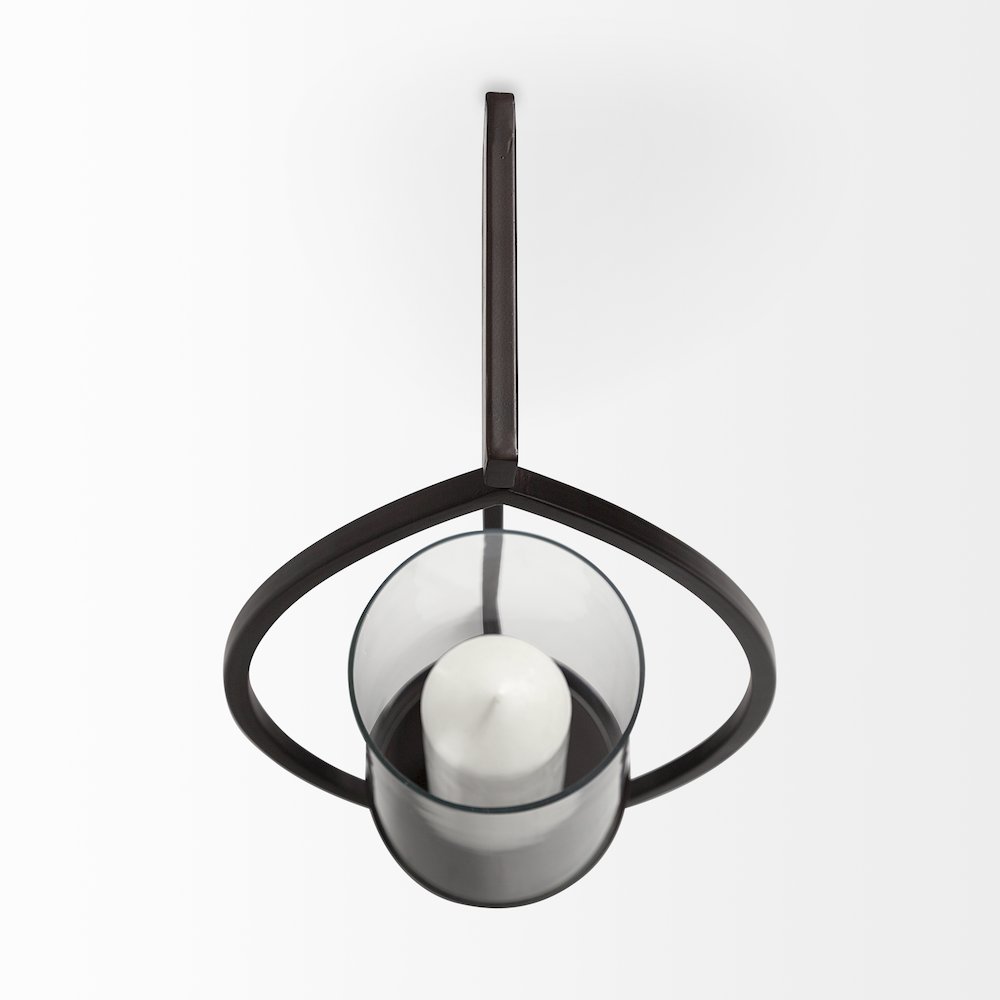 Drax 22"H Black Metal Wall Candle Holder