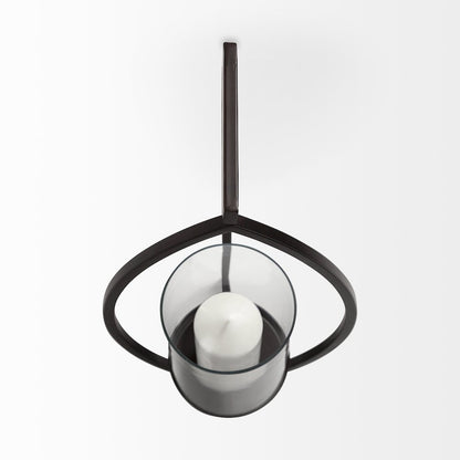 Drax 22"H Black Metal Wall Candle Holder