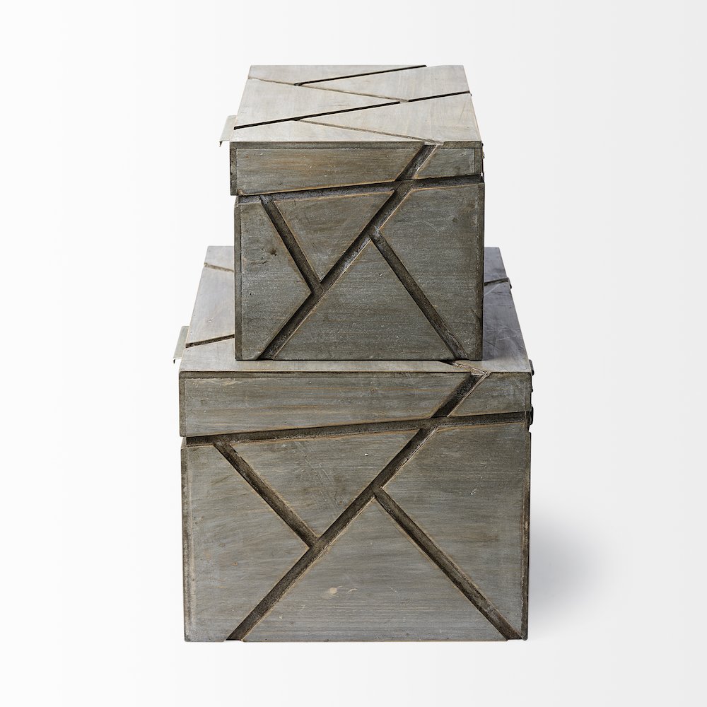 Niobe (Set of 2) 16L x 11W Gray Wooden Nesting Boxes