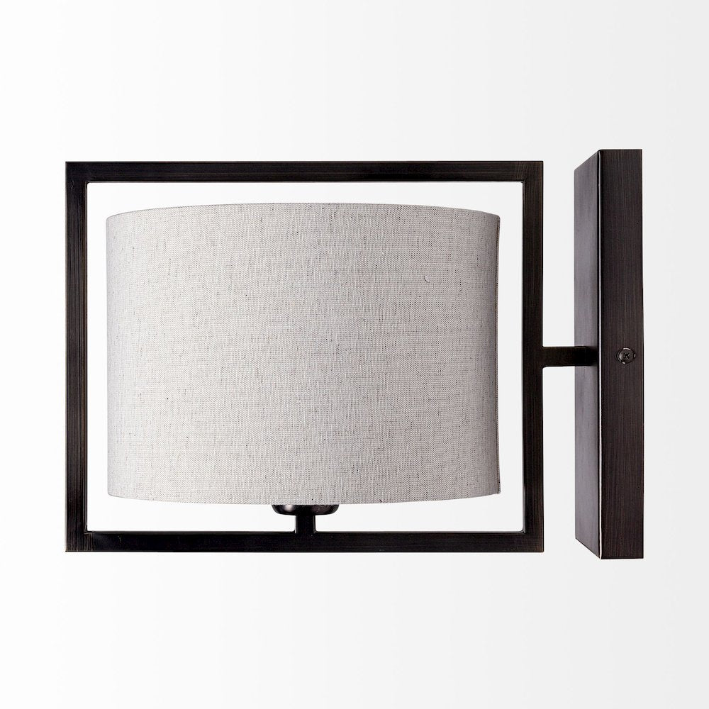Smithe I 9x13 Black Toned Metal Cream Lampshade Wall Sconce