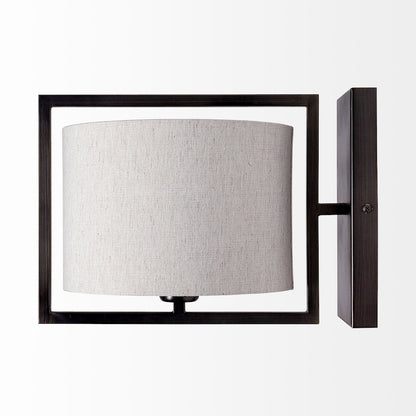 Smithe I 9x13 Black Toned Metal Cream Lampshade Wall Sconce