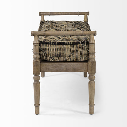 Fullerton II 57L x 21W Jute Patterned Top W/Brown Wood Base Accent Bench