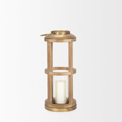 Andy II Small Natural Wood Cylindrical Lantern