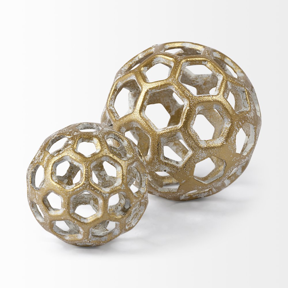 Moyer I (Small) 3L x 3W Gold Metal Hollow Decorative Orb