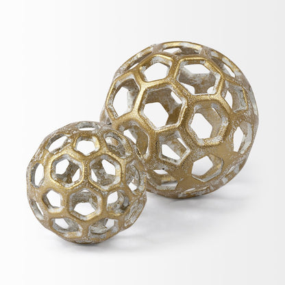 Moyer I (Small) 3L x 3W Gold Metal Hollow Decorative Orb