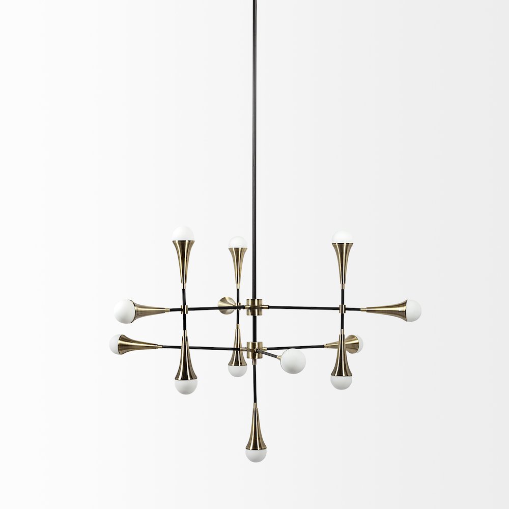 Decarlo II (43" x 41") Black/Gold Metal Multi-Arm Thirteen Light Chandelier