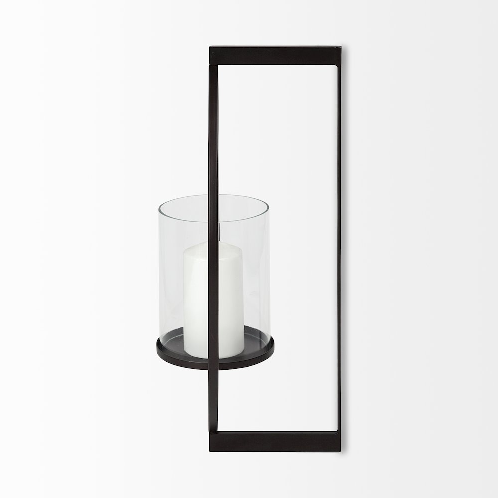 Drax 22"H Black Metal Wall Candle Holder
