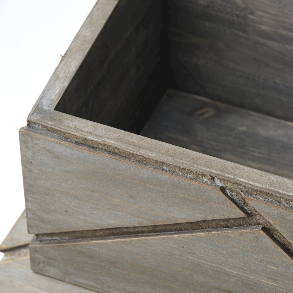 Niobe (Set of 2) 16L x 11W Gray Wooden Nesting Boxes